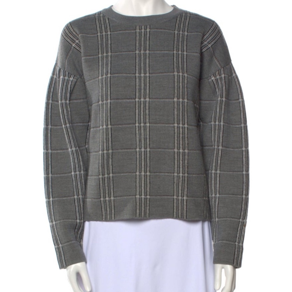 Maje Mission Grid Pattern Wool Blend Sweater